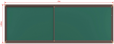 Раздвижная меловая доска на рельсовой системе, 2 рабочие поверхности (левая\правая)